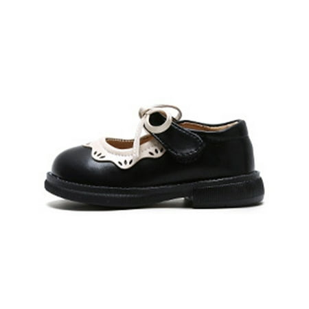 

Difumos Kids Dress Shoes Uniform Mary Jane Bowknot Flats Party Lightweight Princess Shoe Comfort Ankle Strap Leather Black 6C