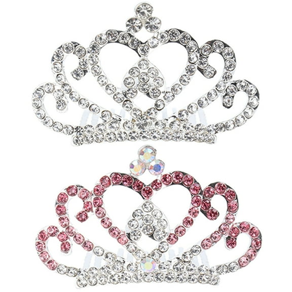 DINHEAROM Kids Rhinestone Tiaras Comb Rhinestone Tiaras Hair Comb 2Pcs