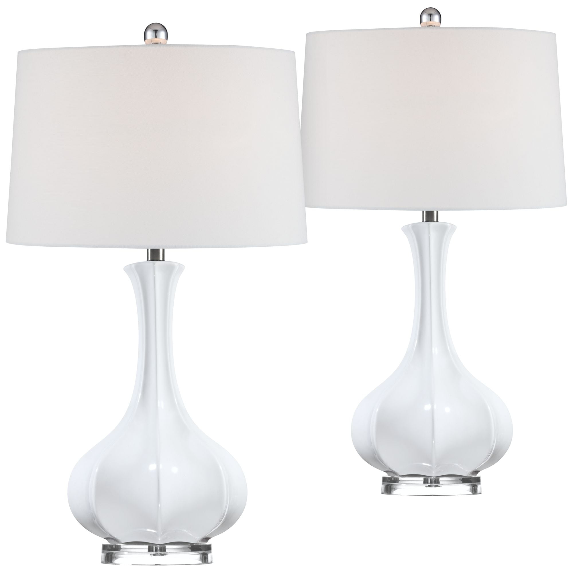 Possini Euro Design Coastal Table Lamps Set of 2 Fluted