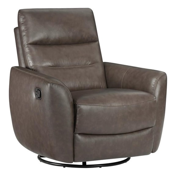 Lexicon Cassian Leather Swivel Glider Reclining Chair in Dark Brown