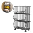 thumbnail image 2 of Storage Rack,With Wheels Onion Kitchen Wire With Kitchen Room Kitchen Cart Kitchen 3 Cart Metal Wheels Potato Fruit Kitchen Potato Onion Metal Wire Tier Fruit, 2 of 6