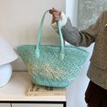 thumbnail image 3 of Bolsillo Playa Hombro para Mujeres Tejidas Paja Con Interior Casual Compras, 3 of 9