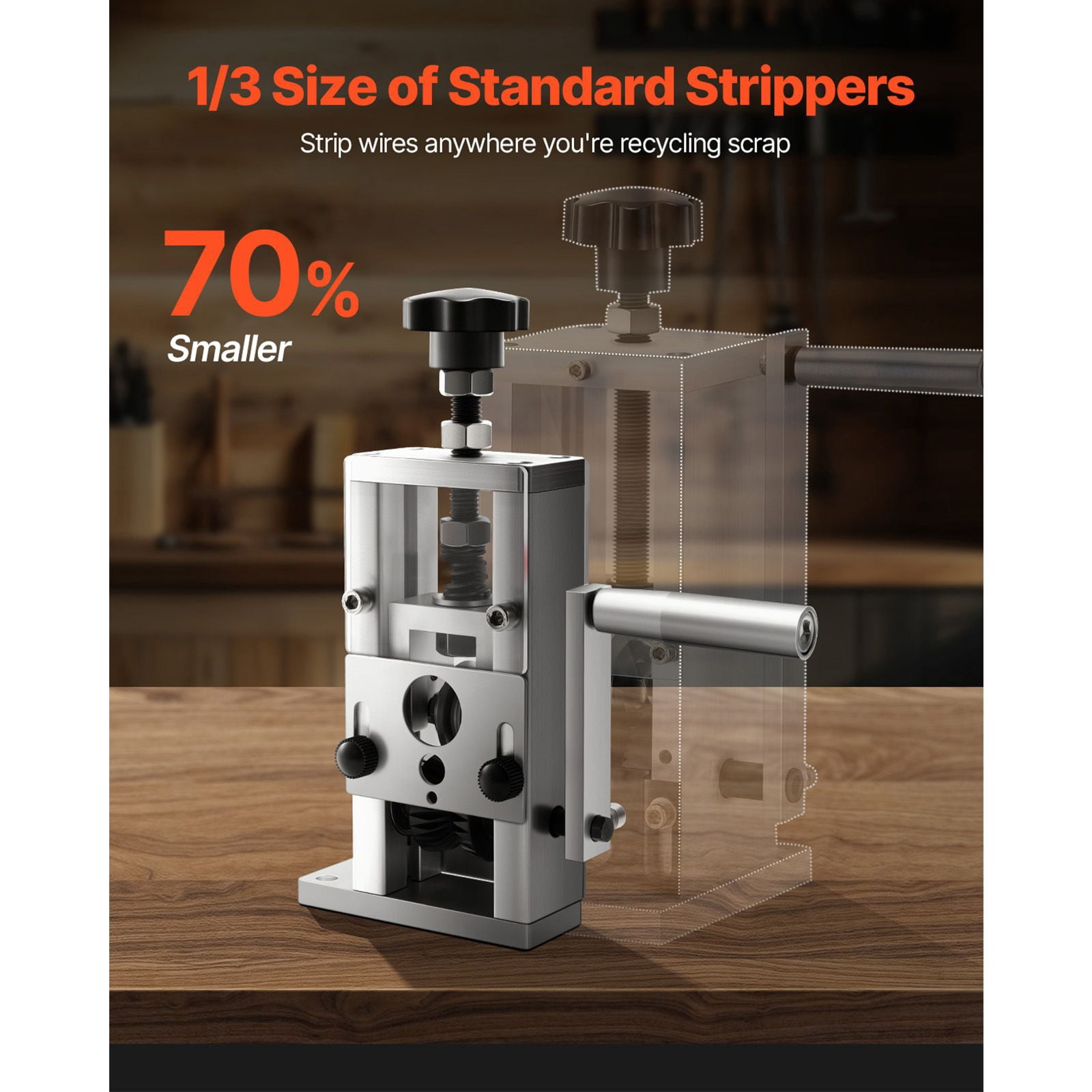 2-in-1 Manual Wire Stripper Machine - Hand Crank or Electric Drill Powered, Adjustable 0.06 to 1 inch for Scrap Copper Wire Stripping, RV & Electrical Projects