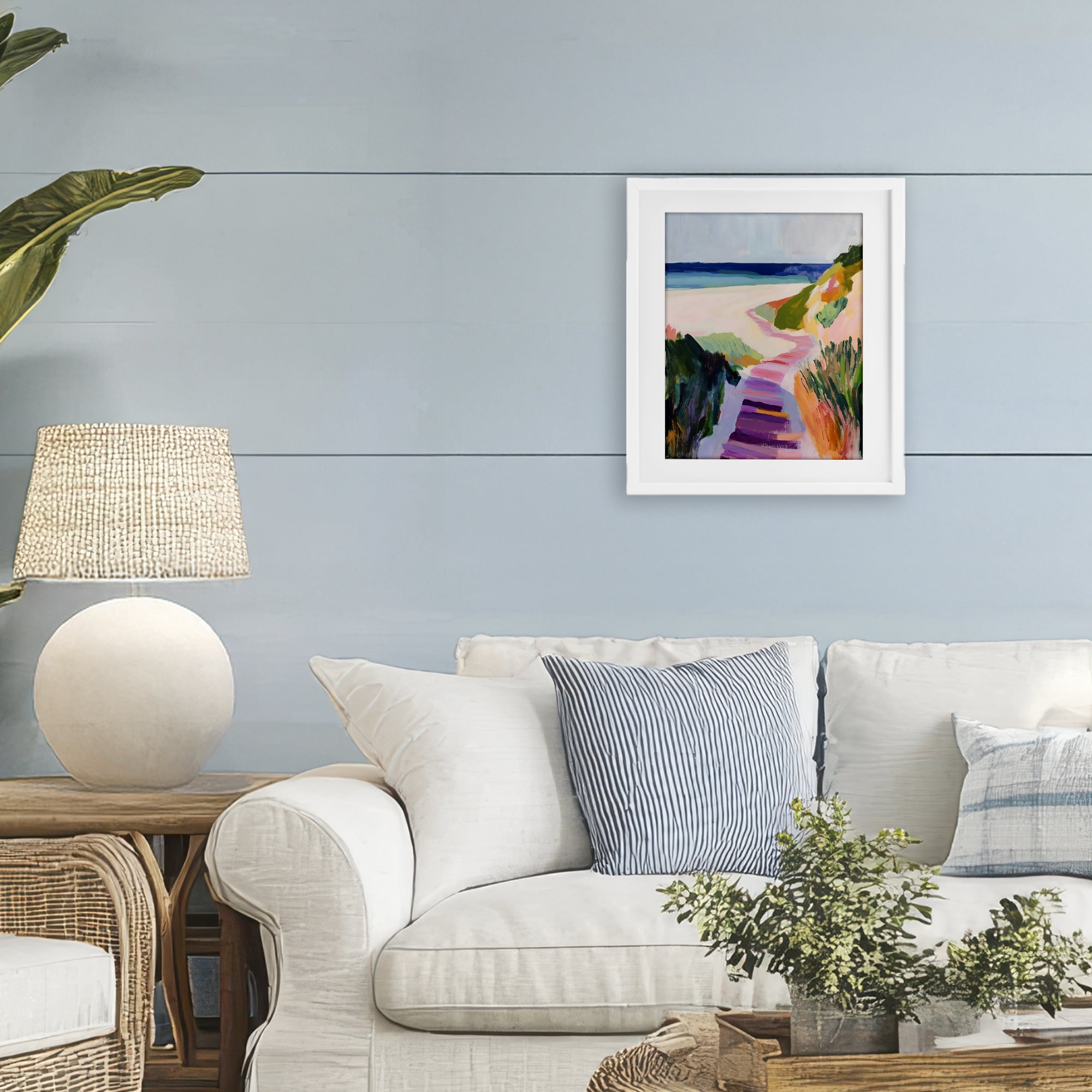 Stupell Industries Pastel Beach Pathway to Shore White Framed Print Under Glass, design by The Prints Vibe