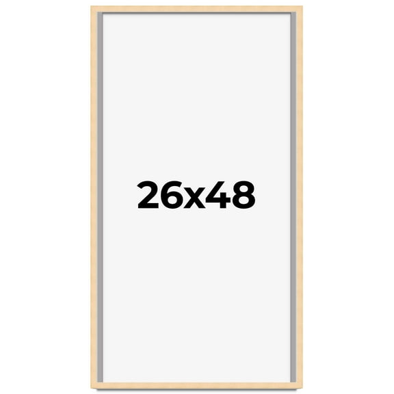 26x48 Frame Natural Wood Picture Frame | 0.75 Inch Moulding Width | with UV Acrylic Plexiglass,