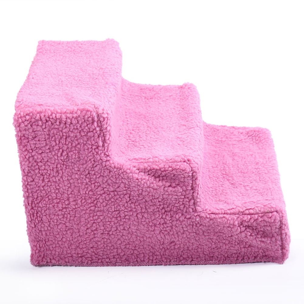 Pefilos Non-Slip Pet Stairs 3 Steps Portable 3 Tiers Cats Dog Ladder, Dark pink Pefilos Non-Slip Pet Stairs 3 Steps Portable 3 Tiers Cats Dog Ladder, Dark pink