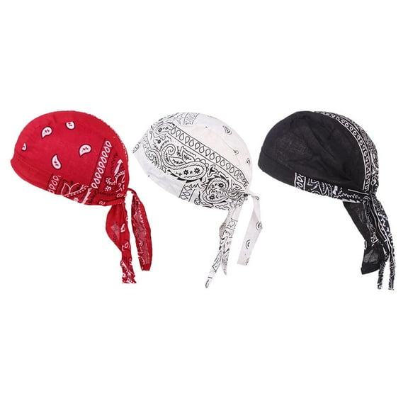 3 Pack Mens Turban Soft Cotton Chemo Cap  Beanie Headscarf Hat