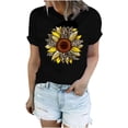 thumbnail image 1 of Hauts d'Été pour Femmes 2022 Manches Courtes Imprimé Mode Décontracté T-Shirts Tunique Col Rond Ample Blouses d'Entraînement, 1 of 3