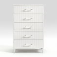 thumbnail image 5 of Glamorous White 5-Piece Bedroom Furniture White Cal-king LED Bed Nightstand Dresser Mirror Chest, 5 of 7
