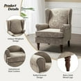 thumbnail image 5 of Wooden Chair Upholstered Armchair Wingback and Turned Legs Lounge Single Sofa Soft Foam Home Living Room Bedroom Brocade, 5 of 8