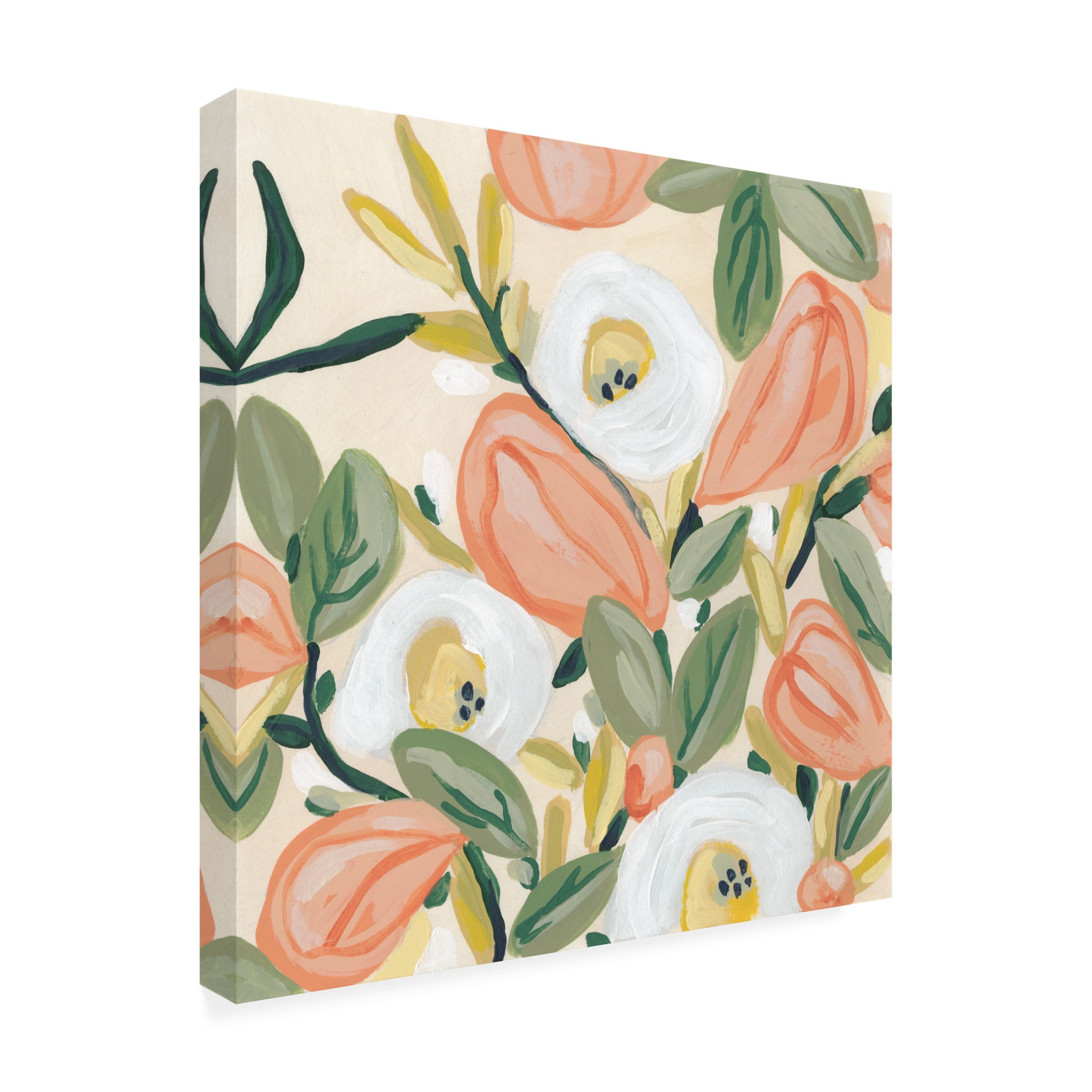 Canvas Wall Art - June Erica Vess 'Gleeful Garden I' Wall Art for Living Room, Bedroom, or Office Décor by Trademark Fine Art - 35 x 35 Inches