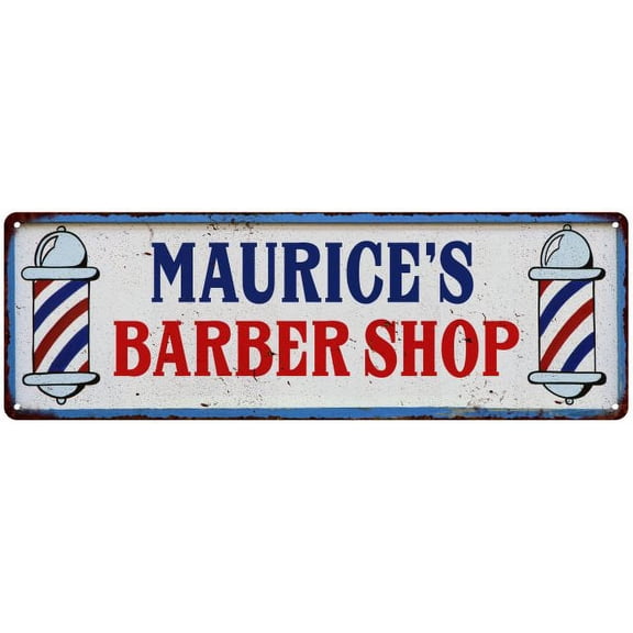 MAURICE'S Barber Shop Hair Salon Metal Sign Retro 6x18 106180031339