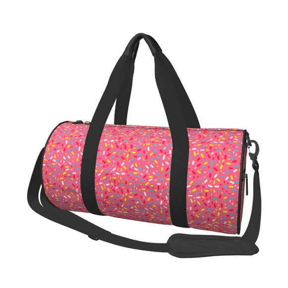 Fotbe Colorful Sprinkles Donuts Pattern Foldable Sports Gym Bag with Wet Dry Pocket, Travel Bag, Large Capacity Duffel Bag, Splash Proof Carry on Bag, Overnight Bag, Weekender Bag