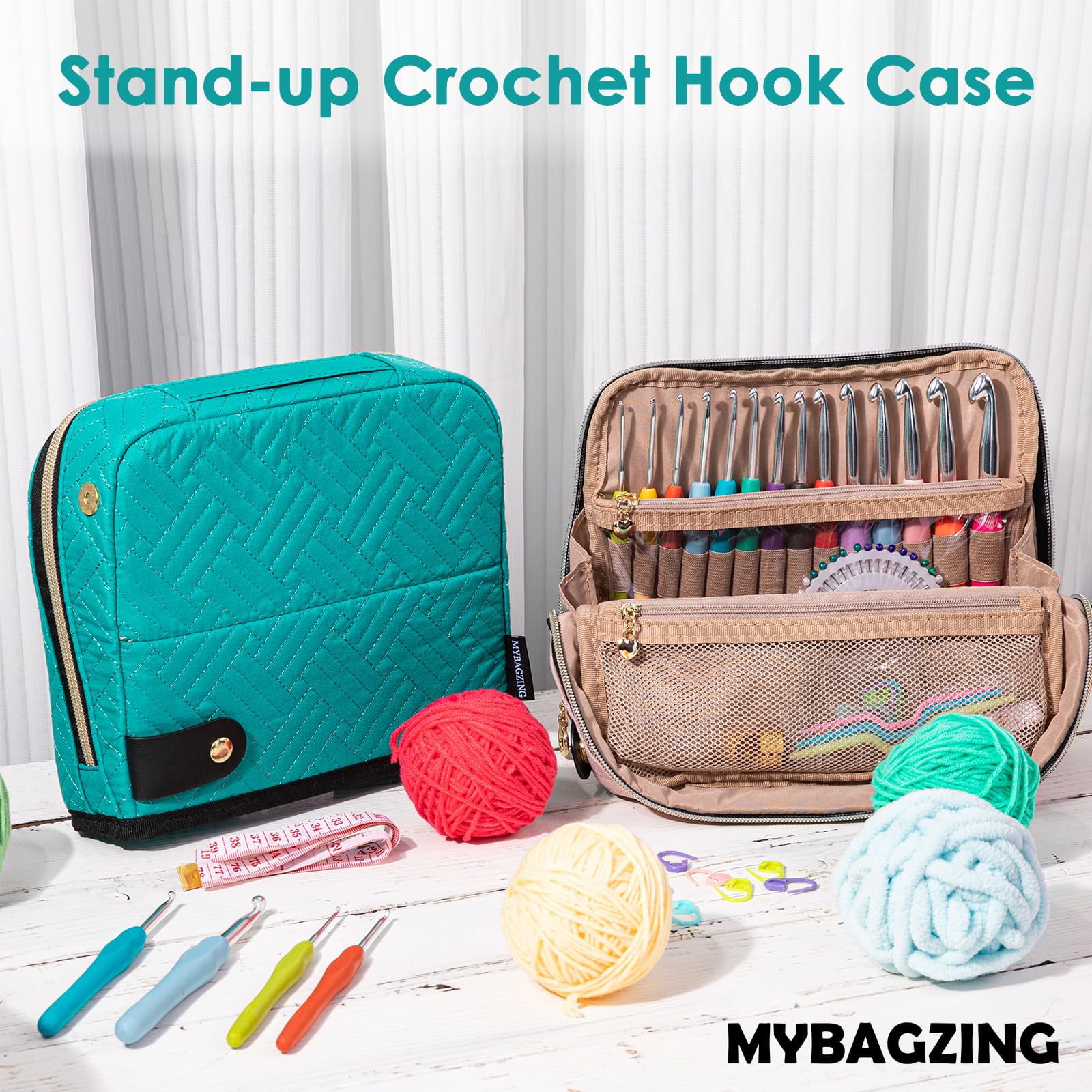 Empty Crochet Hook Case - Crochet Hook Organizer Case Stand Up -Corchet Organizer - Crochet Hook Holder emerald
