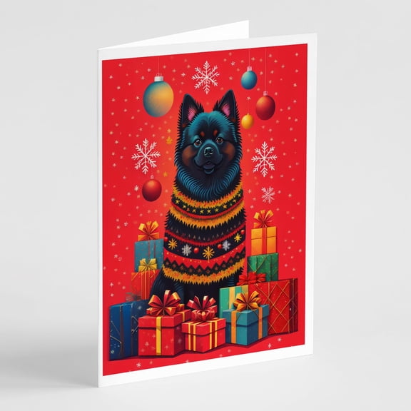 German Spitz Holiday Christmas Greeting Cards Pack of 8 7 in x 5 in