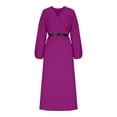 thumbnail image 3 of LIaqionyy Womens Maxi Dress with Belted Plus Size Wrap V Neck 3/4 Sleeve Flowy Party Wedding Dresses Clothes, 3 of 6