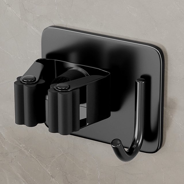 Organizador de escobas - 4 Piezas Soporte Escobas Pared Autoadhesivo Apto Para Restaurantes, Baños, Colgador De Fregonas Con Ganchos