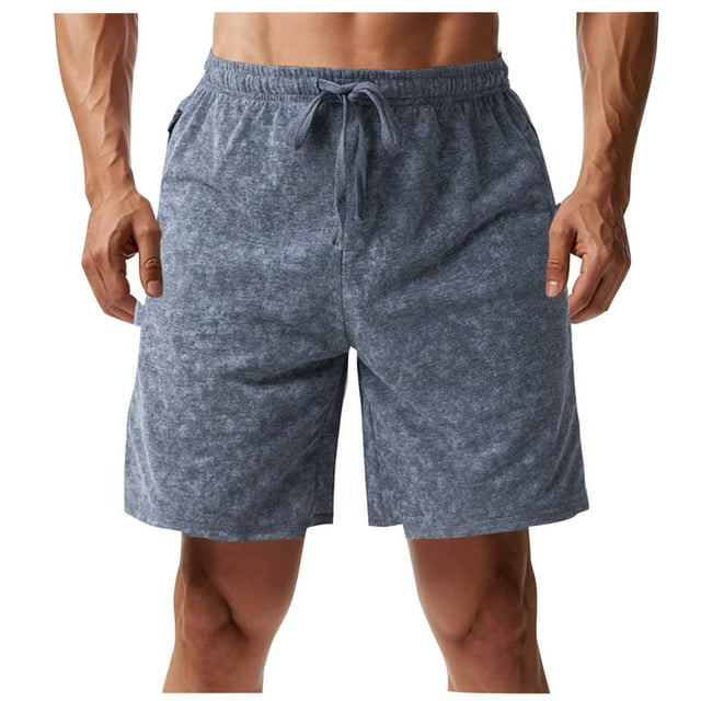 Plebaso Men's Shorts Loose Workout Shorts with Zipper Pockets Elastic Waist Drawstring Casual Shorts
