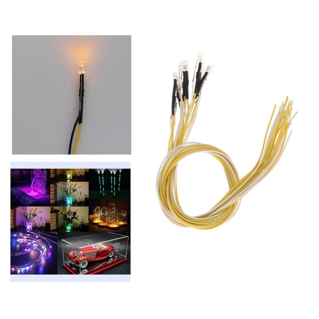Diodos de luces LED precableado Cola 10 unids Blanco cálido Micro luces de paisaje