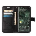 thumbnail image 4 of Dteck Wallet Case for Google Pixel 6 Pro,Butterfly & Flower Embossed PU Leather Magnetic Clasp Folio Flip Kickstand Card Holder Shockproof Protective Phone Cover with Wrist Strap,Black, 4 of 5