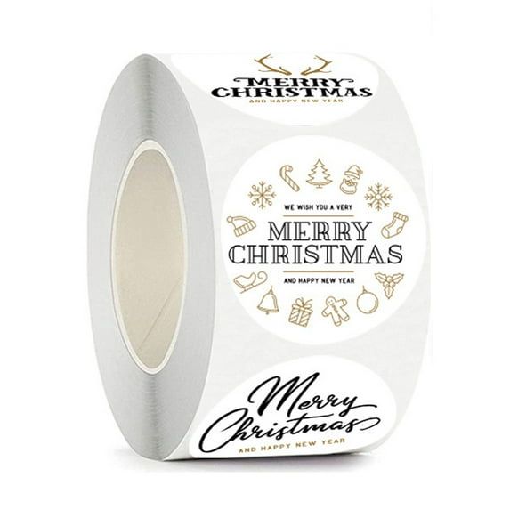 500PCS Christmas Stickers Labels Black & Gold Designs Christmas Gift Tags for Winter Party Decor