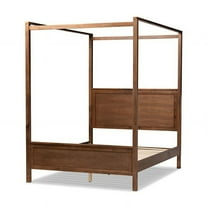 Baxton Studio Veronica King Size Walnut Finished Wood Platform Canopy Bed