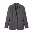 thumbnail image 6 of Women's Solid Lapel Blazer Jacket, Long Sleeve Button Front Suit Coat with Pockets, Casual Business Outerwear Gray XXL(XXL), 6 of 6