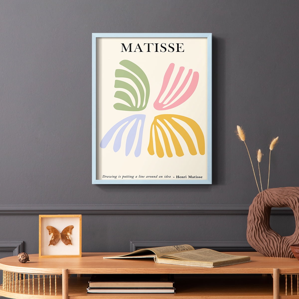 Matisse CDLXXXVIII in Blue Solid Wood Framed Print No Nail Hanging