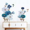 thumbnail image 2 of White Blue Flower Wall Sticker Flying Birds Floral Plant Wall Sticker, 2 of 5