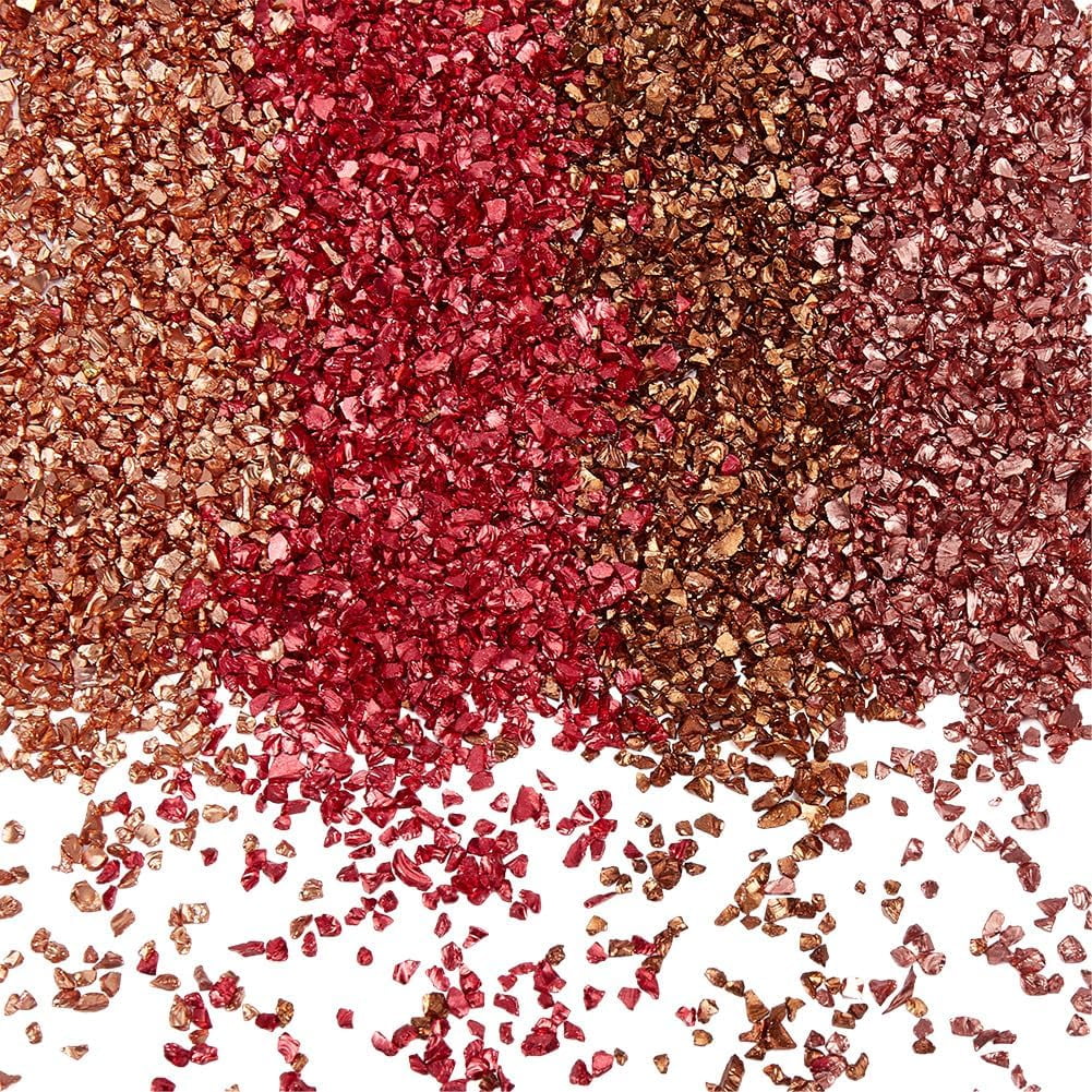 160G 4 Colors Red Crushed Glass Bulk Broken Crystals Irregular Chunky Metallic Sprinkles Flakes Small Glitter Decor Pieces