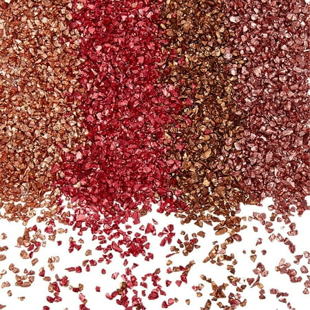 1 Box 160G 4 Colors Red Crushed Glass Bulk Broken Crystals Irregular Chunky Metallic Sprinkles Flakes Small Glitter Decor Pieces for Nail Arts Vase Filler Epoxy Jewelry Making DIY Crafts colorful