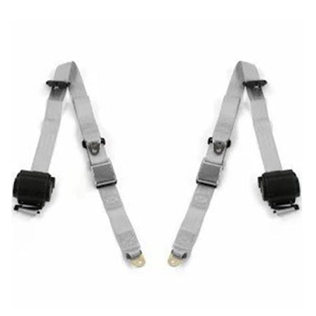 SafeTBoy Airplane 3 Point Gray Retractable Bucket Seat Belt Kit with Bracketry & 2 Belts for 1979-1987 AMC Eagle