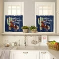 thumbnail image 4 of Merry Christmas Kitchen Curtains and Valances Set, Cowboy Santa Claus Cactus Blue Rod Pocket Window Valance 18 Inch Window Curtain Panels for Living Room Bedroom Laundry, 27.5x36in, 3 Pieces, 4 of 7