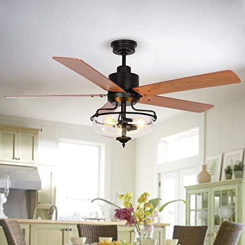 Ceiling Fans with Lights and Remote Farmhouse Ceiling Fan with Light 52 Inch Outdoor Ceiling Fans for Patios Covered, Dark Brown/Light Oak$$Tools & Hardware Other