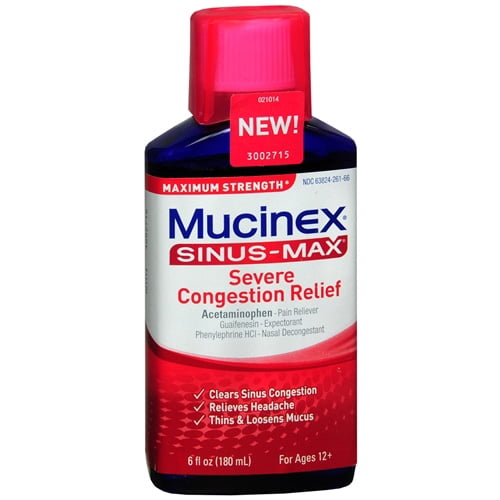 Mucinex Sinus Max Maximum Strength Severe Congestion Relief Liquid 6