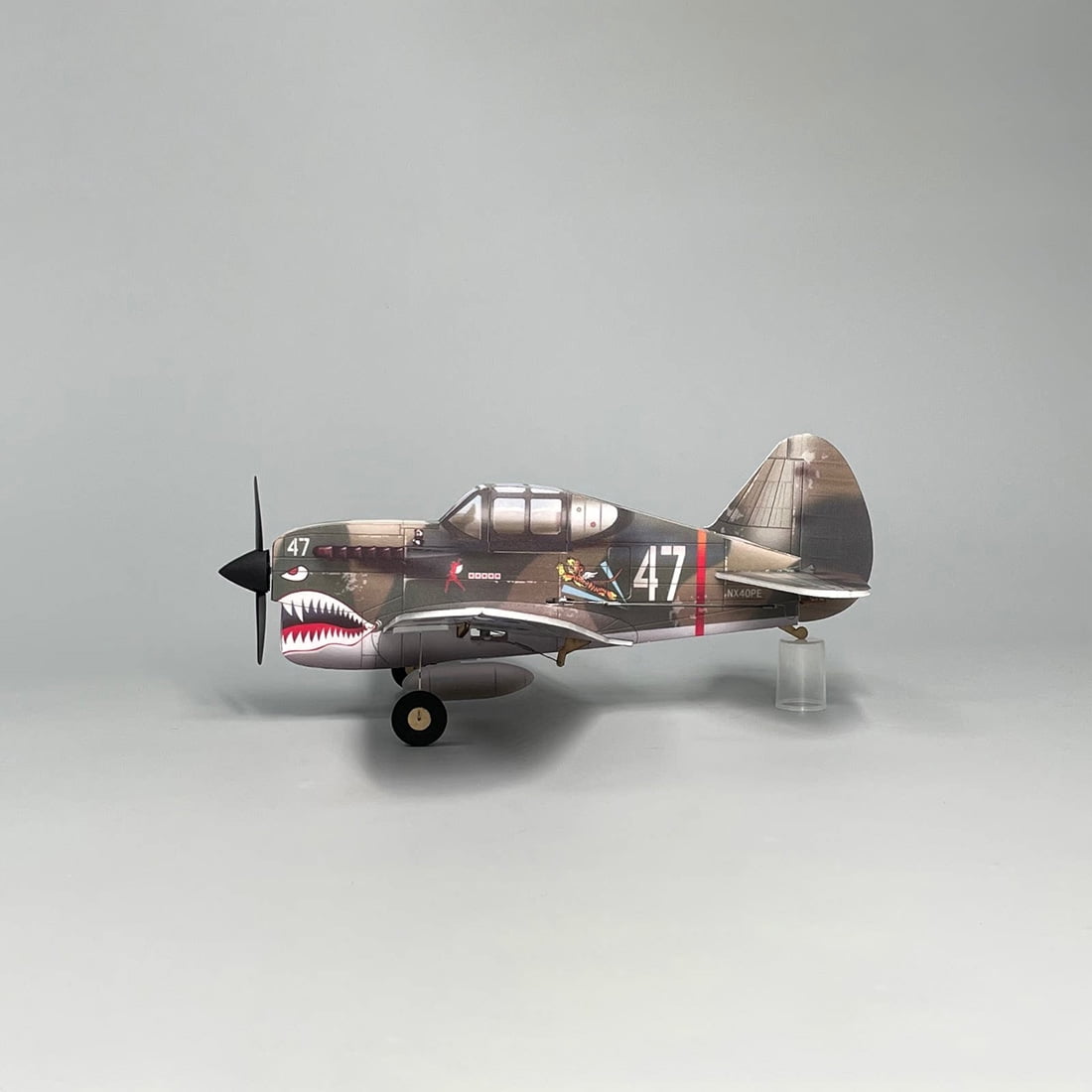 MinimumRC P-40 RC Airplane, Gyro-Stabilized Micro 4CH Fighter Flying Tigers RC Plane, Fixed-Wing Scale Model for Hobbyist (Left-Hand Throttle / 1 Battery)