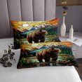 thumbnail image 3 of Erosebridal Hunting Bear Coverlet Set Twin, Natural Mountain Jungle Tree Bedding Set, Ultra Soft 2pcs, 3 of 5