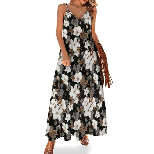 Nuevos vestidos sin mangas con flores Vestidos de noche Tendencia de ropa de mujer