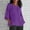 Dark Purple, variant on Women's Summer Fashion Cropped Sleeves Round Neck Line Loose Shirt Blouse
