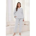 thumbnail image 5 of Heartnice Fluffy Pajamas set for Women Fleece Pullover 2 Piece Pjs Set Soft Plush Sleepwear Winter Loungewear(Light Grey, S）, 5 of 6