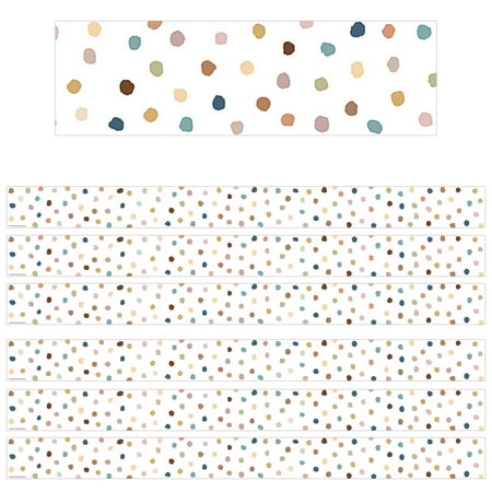 UPC: 0194629120208 | Teacher Created Resources Everyone is Welcome Painted Dots Straight Border Trim  35 Feet Per Pack  6 Packs