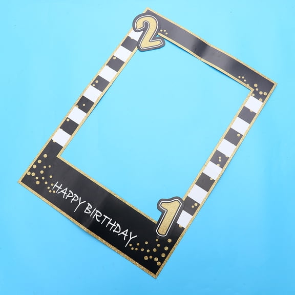 KALLORY 22pcs Selfie Photo Frame Props Glitter Years Old Birthday Party Photo Frame Props Creative Glasses Cake Crown Decoration Photo Booth Set Photography Accessories Party Supplies