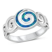 CHOOSE YOUR COLOR Filigree Swirl Ring .925 Sterling Silver Band Blue CZ Jewelry Female Size 7