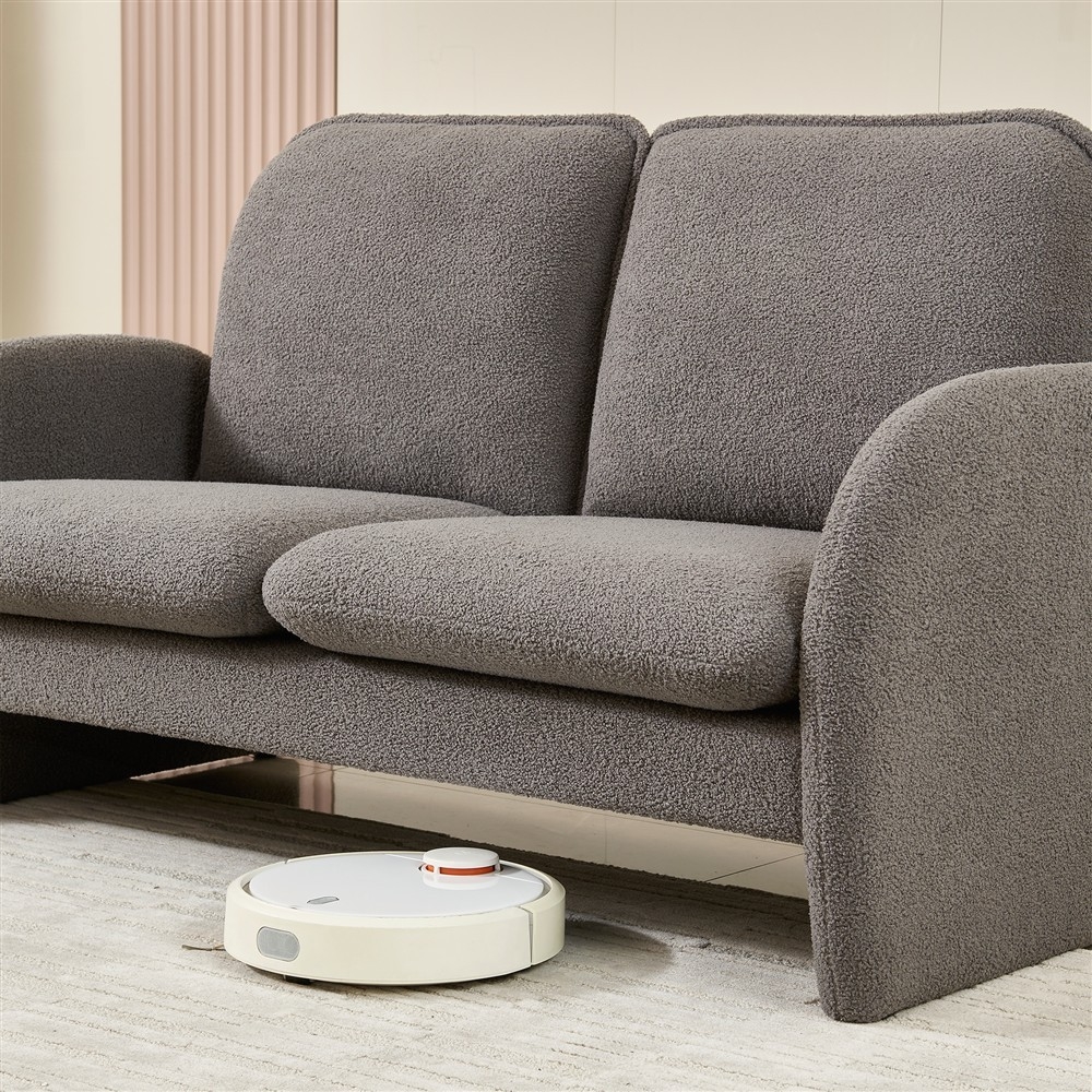 Modern 59" Loveseat Sofa - Small Couch for Apartment & Bedroom with Sherpa Fabric