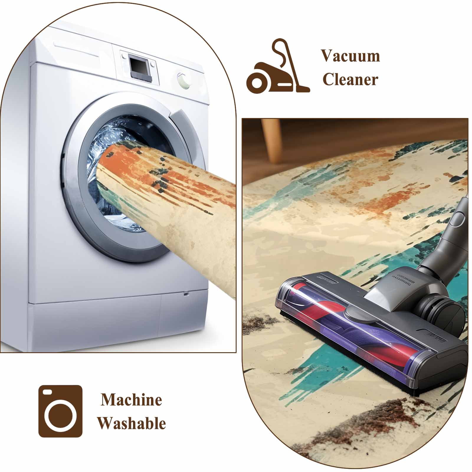 2'x6' Rug Runners for Hallways Kitchen, Orange Teal Red Non Slip Entryway Beside Floor Carpet Runner, Boho Modern Abstract Splashing Art Washable Laundry Room Bedroom Throw Rugs Mat for Family Pet