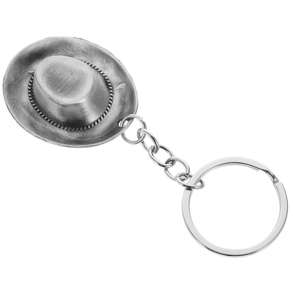 Pretyzoom Metal Key Chains Silver Hat Pendant Keychains for Daily Use 1Set