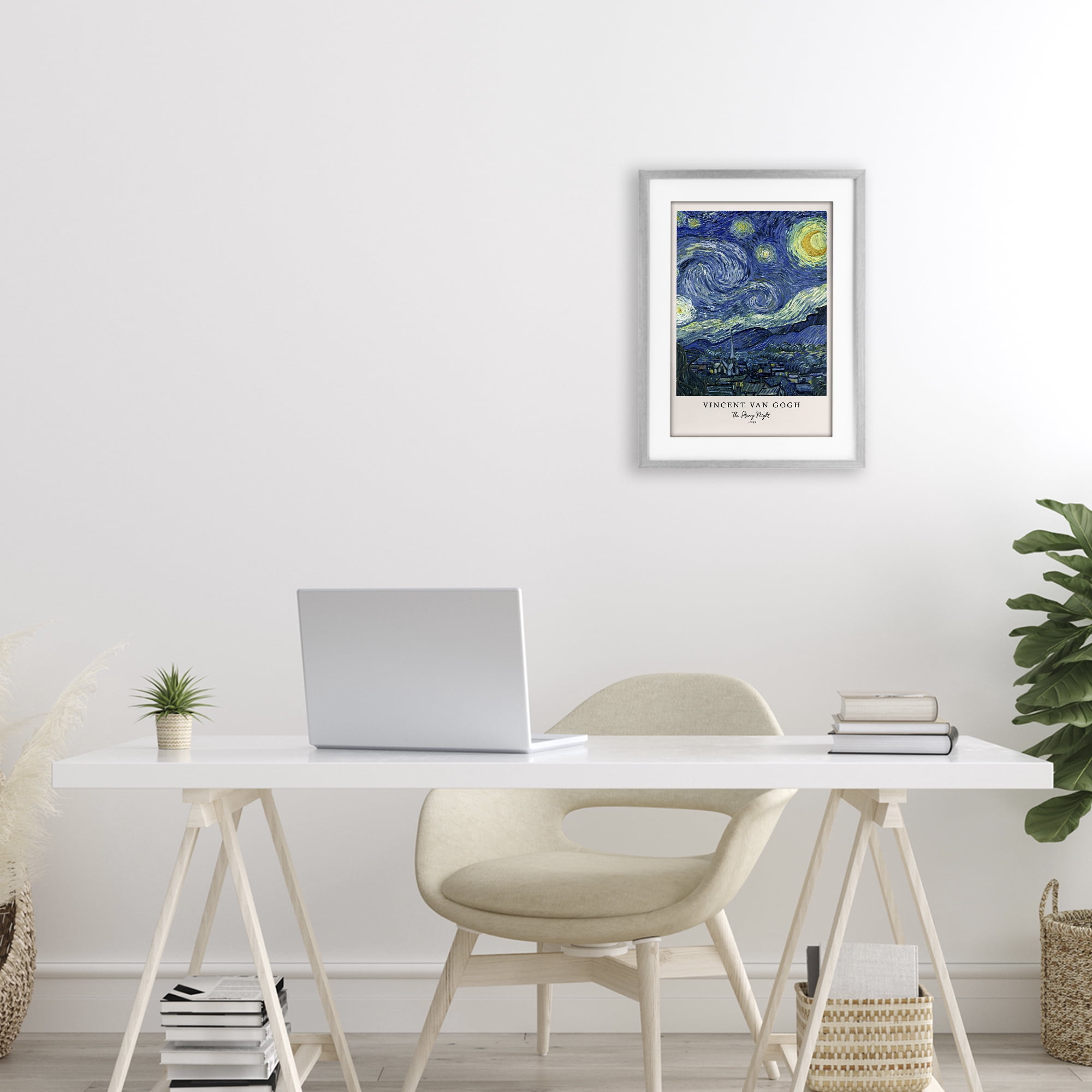 Stupell Industries Classic Starry Night Van Gogh Gray Framed Print Under Glass, design by Vintage Hustle