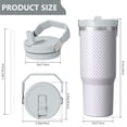 thumbnail image 4 of Modern 30oz Handheld Travel Tumbler with Handle – Double Wall Stainless Steel Insulated Cup, Flip Straw Lid, Leak-Proof & BPA-Free for Hot and Cold Drinks – Durable Coffee & Juice Mug White, 4 of 7