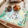 thumbnail image 3 of Cartoon Wolf Placemats Set of 6 Summer Butterfly Flowers Tropical Palm Plants Place Mats Indoor Wipeable Table Mats Washable Dining Table Placemats for Kitchen Holiday Party Home Decor 13x19 Inch, 3 of 9