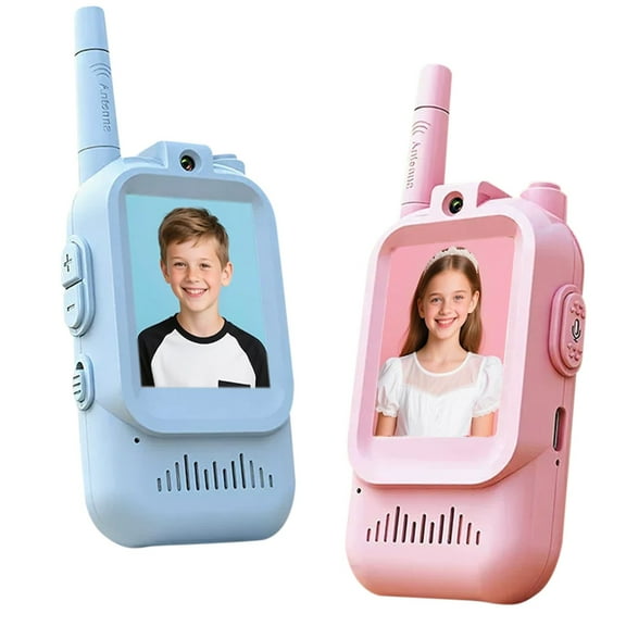 Video Walkie Talkies, Handheld 2 Pack Rechargeable Video Intercom Walkie Talkie with Video with Screen Display, Indoor Outdoor Toys for Family Games, Outside, Camping, Hiking(Blue)